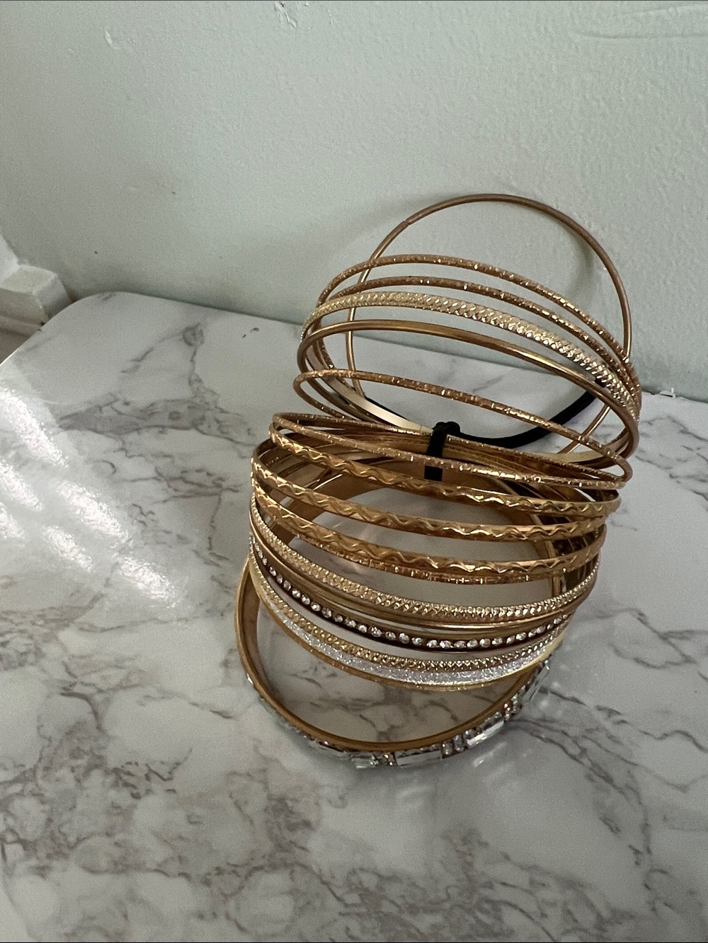 Gold Multi-Texture Bangle Bracelet Set - Women Jewelry